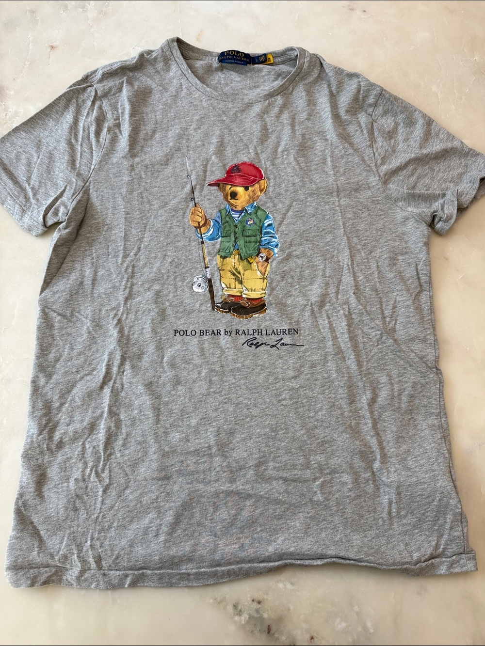 Polo by Ralph Lauren Gray Bear Graphic Fishing Tee